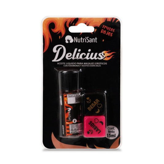 Aceite Caliente para Masajes 15ml Delicius con Dados Sabores Surtidos