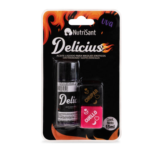 Aceite Caliente para Masajes 15ml Delicius con Dados Sabores Surtidos